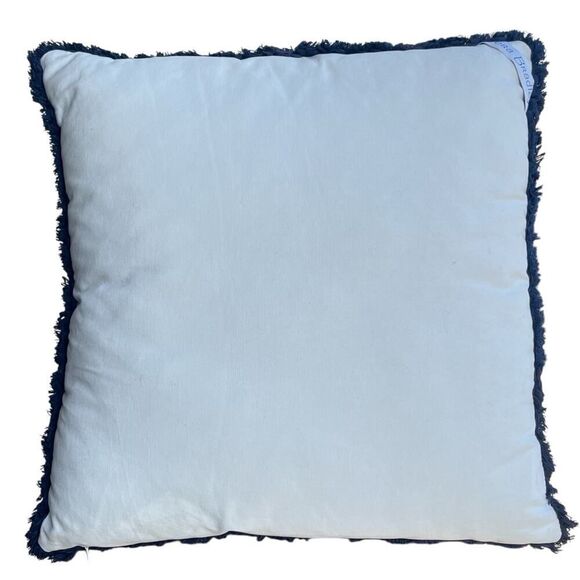 Vera Bradley Accent Throw Pillow Embroidered 17x17 Square Fringe - Picture 3 of 4